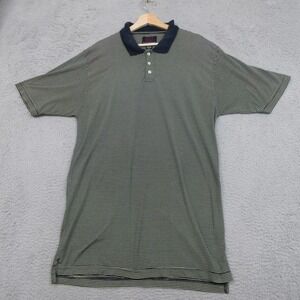 1883 Lucchese Polo Shirt Mens Large Navy Yellow Striped Short Sleeve 00s Casual